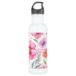 Garrafa Padrão de Flora de Flores Coloridas de Cores Aquát