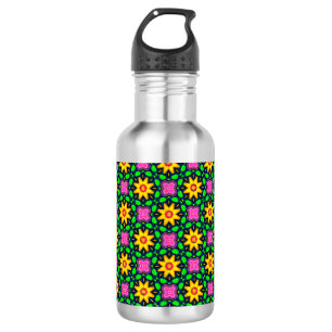 Garrafa Padrão de Flores Amarelas Florais Coloridas-45567