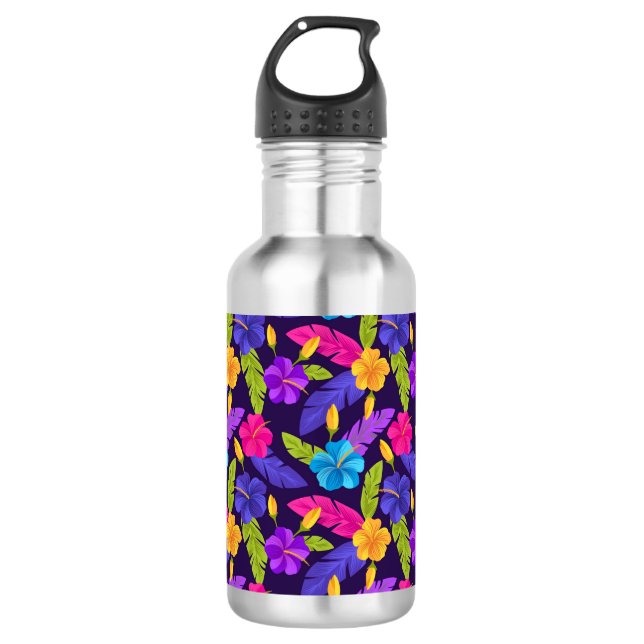 Garrafa Padrão de Folhas e Flores Tropicais-23857 (Frente)
