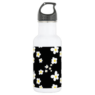 Garrafa Padrão de margarida de tendência branco-preto, b
