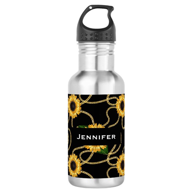 Garrafa Padrão de Na moda de Girassóis Amarelos Clássicos  (Frente)