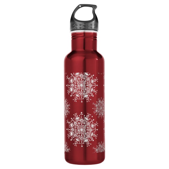 Garrafa Padrão de Nevasca Vermelha de Flocos de Neve de Na (Frente)