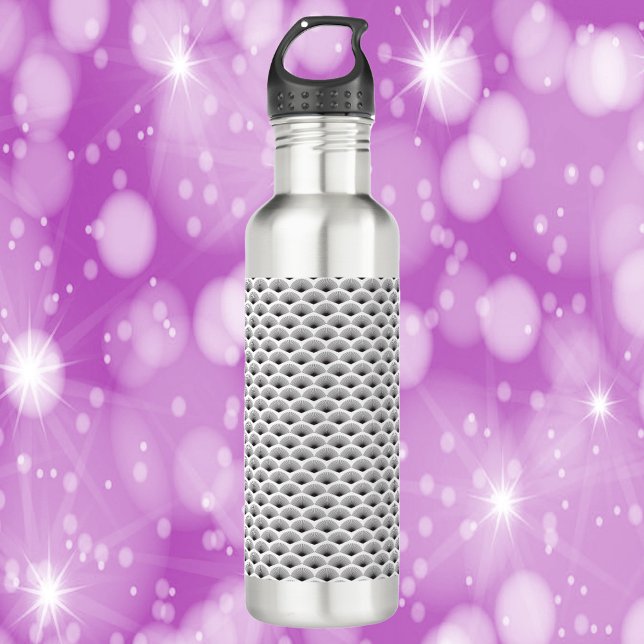 Garrafa Padrão de preto e branco do ventilador Art Deco (A fun water bottle with a black and white art deco pattern!)