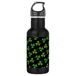 Garrafa Padrão de Shamrock Escuro e Bonito, Verde e Preto