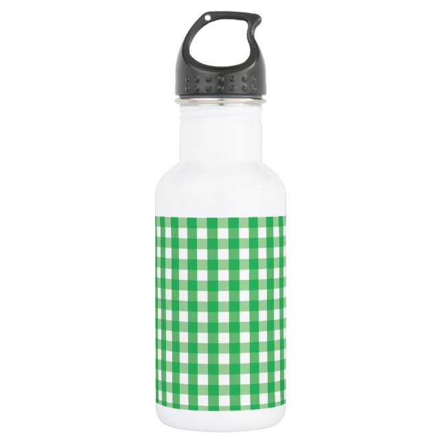 Garrafa Padrão de Verificação de Gingham Verde (Frente)