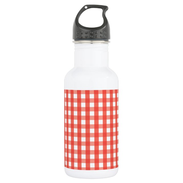 Garrafa Padrão de Verificação de Gingham Vermelho (Frente)
