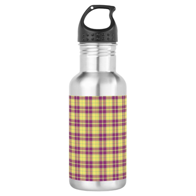 Garrafa Padrão de Xadrez Roxo Personalizável (Frente)