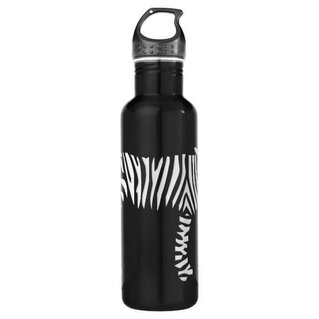 Garrafa Padrão de Zebra Preto e Branco Ousado (Frente)