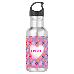 Garrafa Padrão Floral de Cereja de Gato Fofo Personalizado