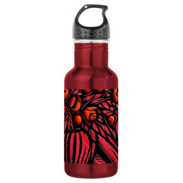 Garrafa padrão floral vermelho e preto