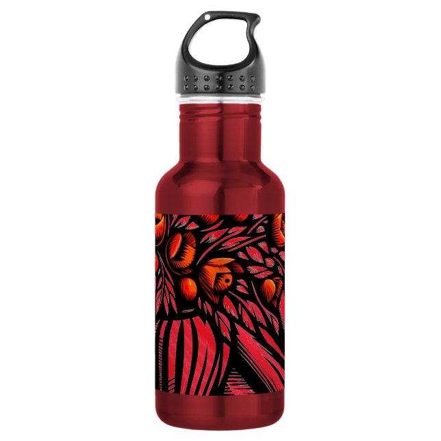 Garrafa padrão floral vermelho e preto (Frente)