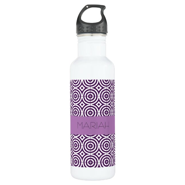 Garrafa Padrão Geométrico de Lavanda Roxo Personalizado (Frente)