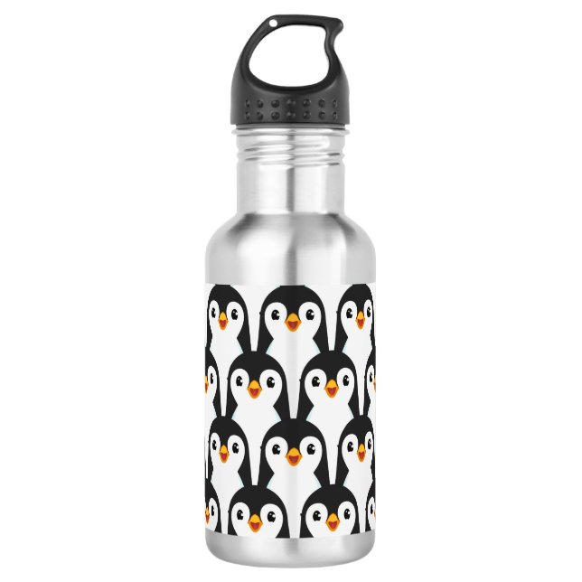 Garrafa Padrão Moderno de Pinguim Preto e Branco (Frente)