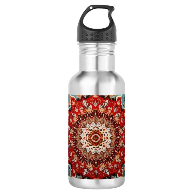 Garrafa Padrão Oriental Vermelho Creme Azul (Frente)