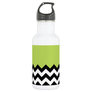 Garrafa Padrão Ziguezague Preto e Branco, Chevron, Verde