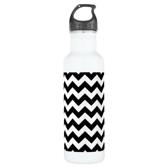 Garrafa Padrão Zigzag preto e branco, padrão Chevron (Frente)