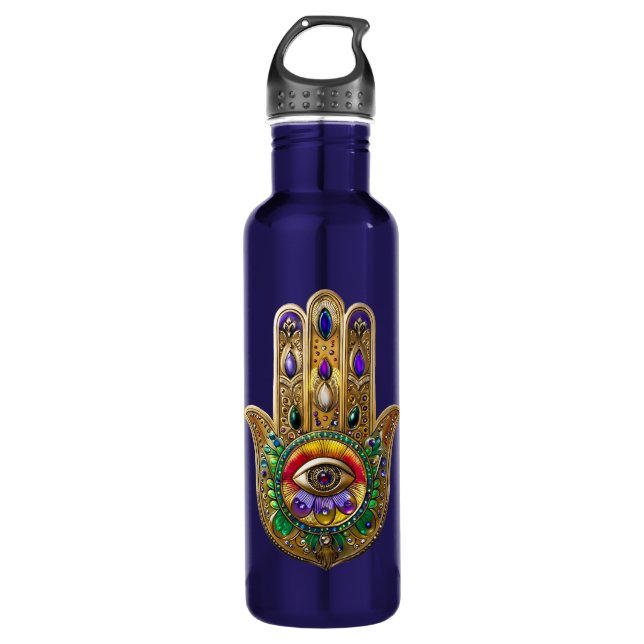 Garrafa Painted Gold Hamsa Amethyst Ruby Third Eye (Frente)