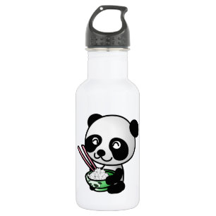 Garrafa Panda bonito que come o arroz da bacia com