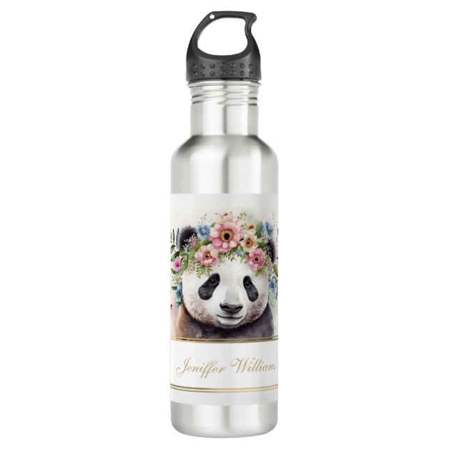 Garrafa Panda Flowers Watercolor              (Frente)