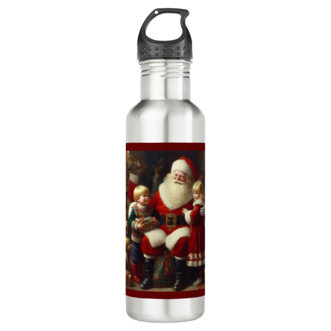 Garrafa Papais noeis de Natal com Crianças 6 (Frente)