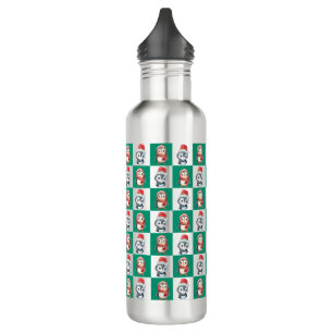 Garrafa Papais noeis pinguins aquarela Padrão Feliz de Nat