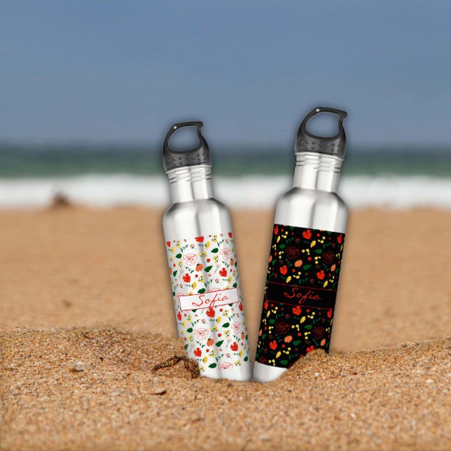 Garrafa Papoila vermelha de flores silvestres pretas (Criador carregado)