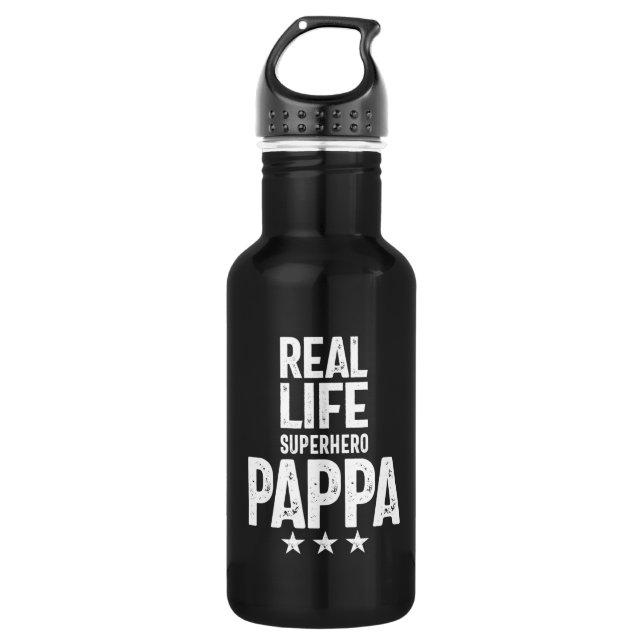 Garrafa Pappa Super Herói do Real Life | Padre Gift (Frente)
