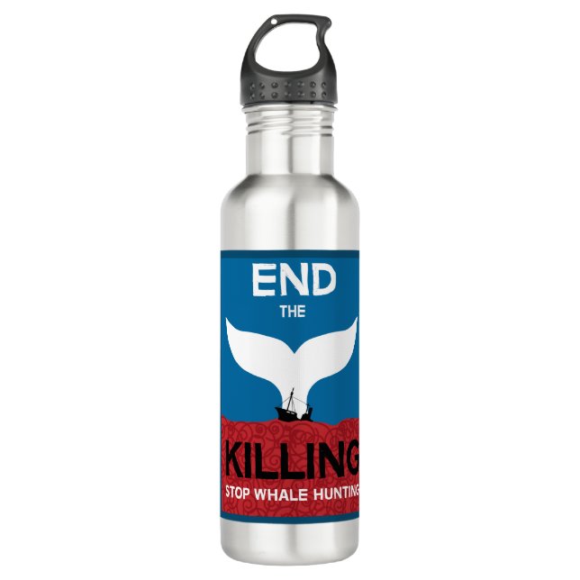 Garrafa Parar a caça à baleia | Proibição da proteção mari (Frente)