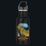 Garrafa Parque Nacional do Glacier indo para a estrada do<br><div class="desc">Vetor do Glacier Park trabalho de arte design. O parque é uma zona de natureza selvagem nas Montanhas Rochosas de Montana,  com picos e vales esculpidos de geleiras a correr até à fronteira com o Canadá.</div>