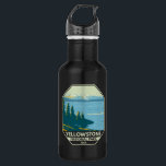 Garrafa Parque Nacional Yellowstone Lago Vintage<br><div class="desc">Yellowstone Forest vetor trabalho de arte design. O parque tem canyons dramáticos,  rios alpinos,  florestas exuberantes,  primaveras quentes e geysers,  incluindo a mais famosa,  a Velha Fiel.</div>