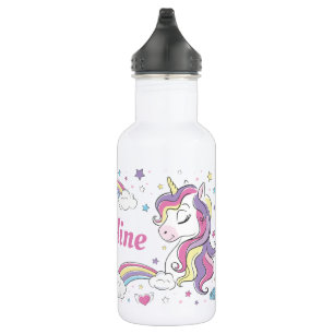 Garrafa Pastel Rainbow Unicorn Personalizado