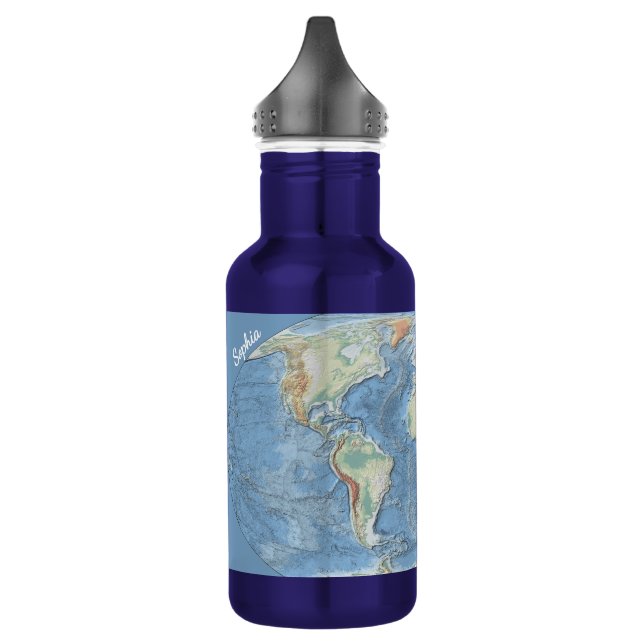 Garrafa Pastel Relief World Map – Personalized (Esquerda)