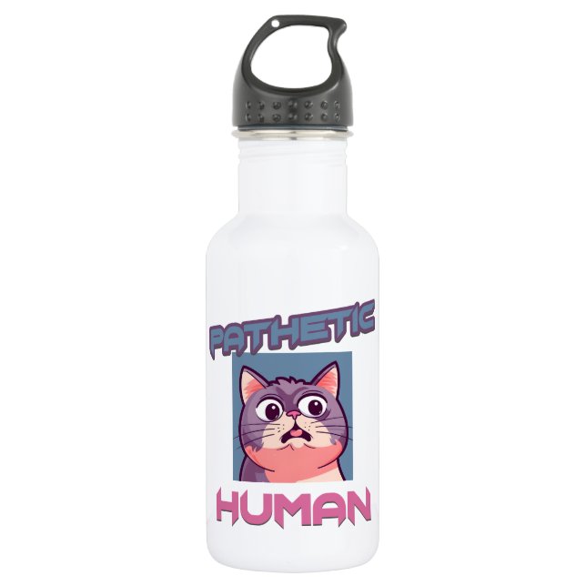 Garrafa Patético Humano - Design de Gato Engraçado (Frente)