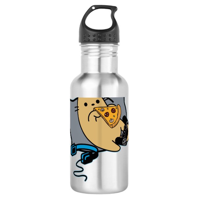 Garrafa Pausa de Jogo de Pizza Gamer Nerdy (Frente)