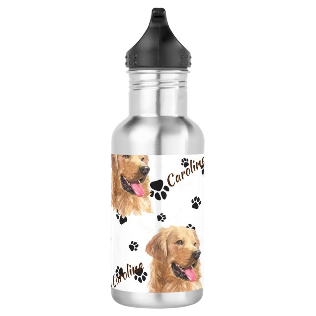 Garrafa Pawprint do ouro do Retriever  (Direita)