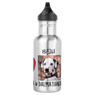 Garrafa Paz Amor Amantes de Cães Dálmatas Aço Inox