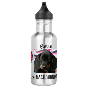Garrafa Paz Amor Dachshances Cachorro Soprando Aço Inoxid