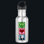 Garrafa Peace Love Pandas<br><div class="desc">Um sinal de paz,  coração,  e um urso panda fofo. Eu adoro pandas bonito.</div>