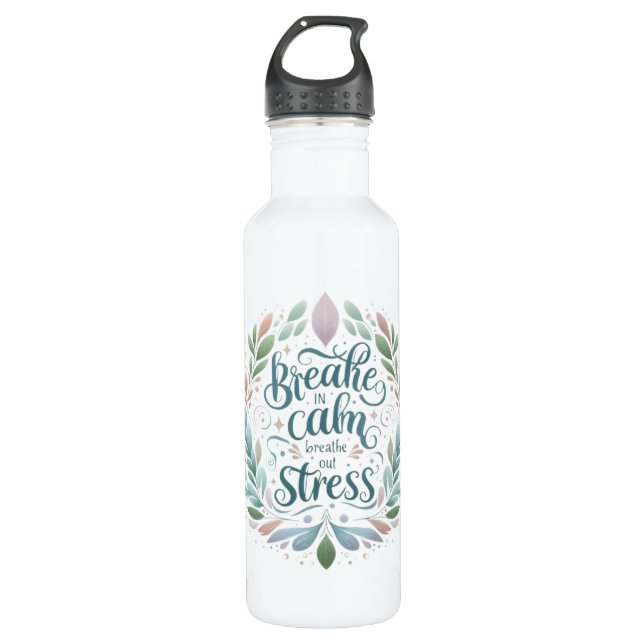 Garrafa Peaceful Self‑Care Design “Breathe In Calm” Quote (Frente)