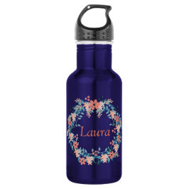 Garrafa Peach e Blue Floral Wreath