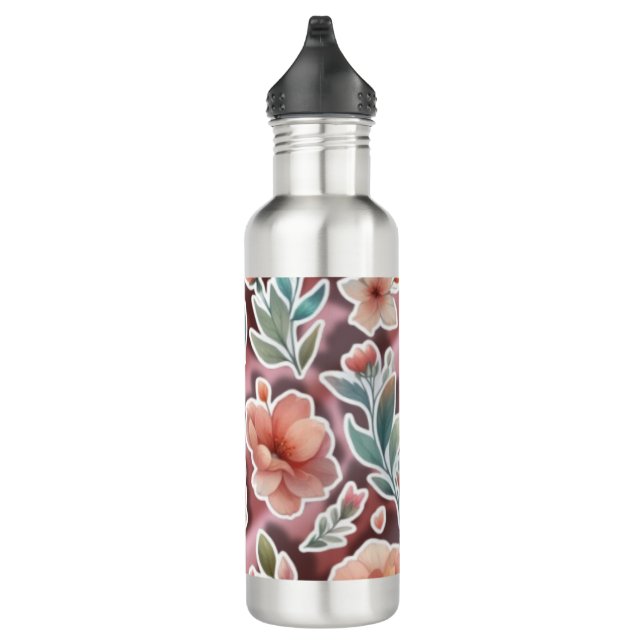 Garrafa Peach Floral Water Bottle | Stainless Steel (Direita)