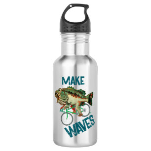 Garrafa Peixes Dirigindo Uma Motivação Verde Bicicleta