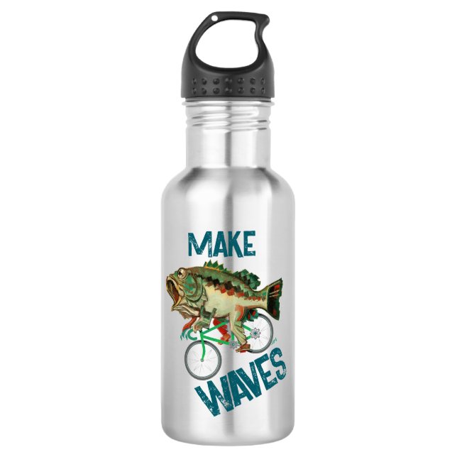 Garrafa Peixes Dirigindo Uma Motivação Verde Bicicleta (Frente)