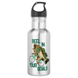 Garrafa Peixes Dirigindo Uma Motivação Verde Bicicleta