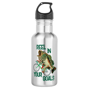 Garrafa Peixes Dirigindo Uma Motivação Verde Bicicleta