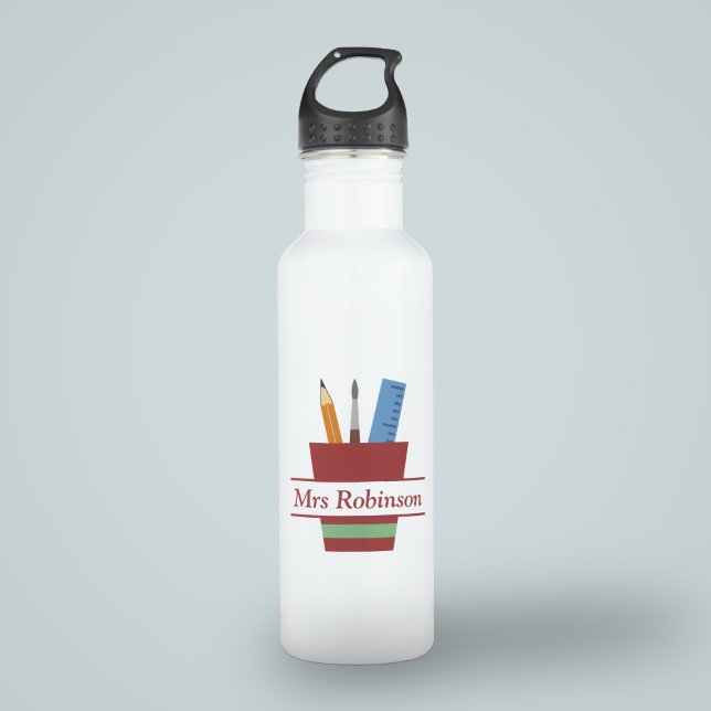Garrafa Pencil Holder Monogramas Professor Obrigado Presen (Pencil Holder Monogram Teacher Thank You Gift Stainless Steel Water Bottle)