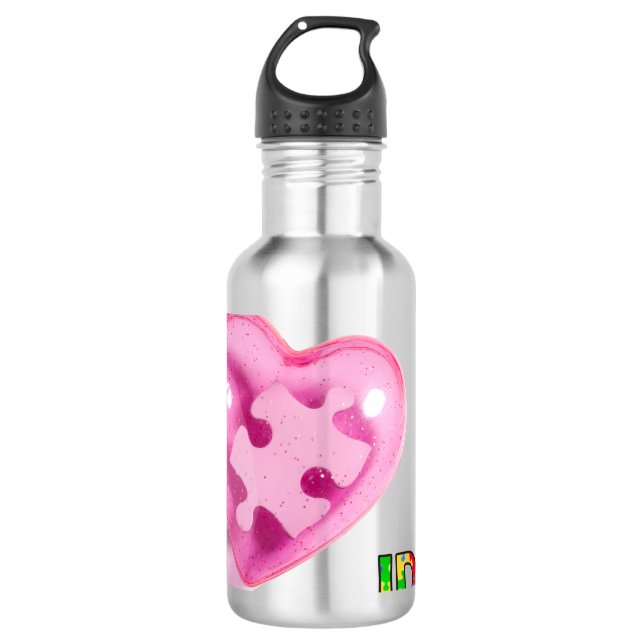 Garrafa Personalização do Coração Rosa IDIC15 (Frente)