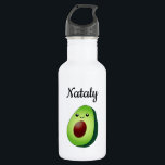 Garrafa Personalizado de desenho animado de abacate verde<br><div class="desc">Cartoon de fruta de abacate verde personalizado chamado garrafa de água de aço inoxidável. Ideia de presente esportivo para crianças, treinadores, jogadores, companheiros de equipe, fãs de esportes etc. design de tipografia de roteiro para nome personalizado, citação engraçada, slogan ou monograma. Crie o seu único frasco de bebida monograma. Adequado...</div>