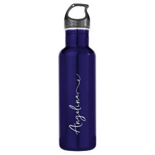 Garrafa Personalizado Seu Nome Script Blue Weding