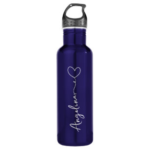 Garrafa Personalizado Seu Nome Script Blue Weding